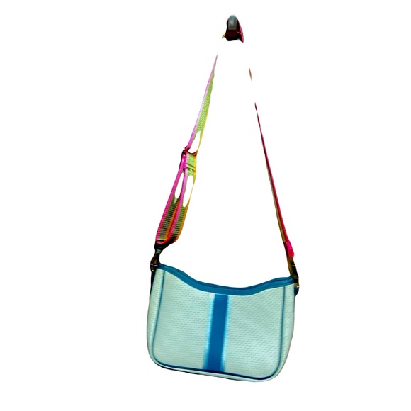 HAUTE SHORE Beige and Gray Crossbody Bag with Multicolor Strap - Picture 8 of 15